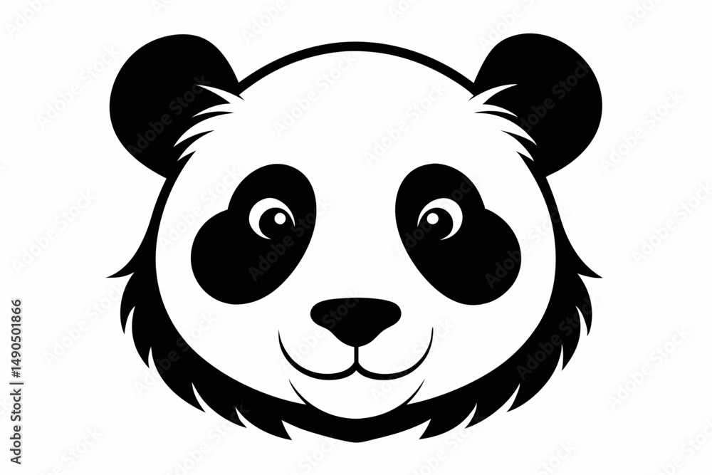 Fototapeta premium panda head silhouette line art vector illustration with a white background