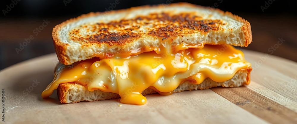 Golden-brown, crispy bread sandwich overflowing with melted cheese, melted cheese, crispy Golden-brown, crispy bread sandwich overflowing with melted cheese, melted cheese, crispy