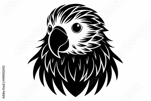 parakeet silhouette line art vector illustration with a white background