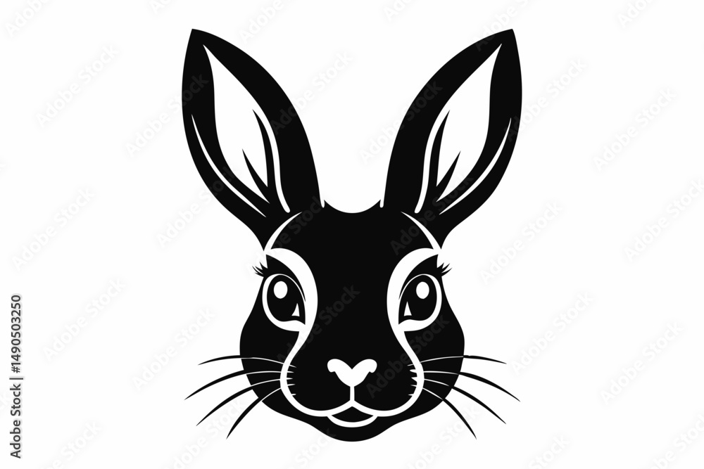 Obraz premium rabbit head silhouette line art vector illustration with a white background