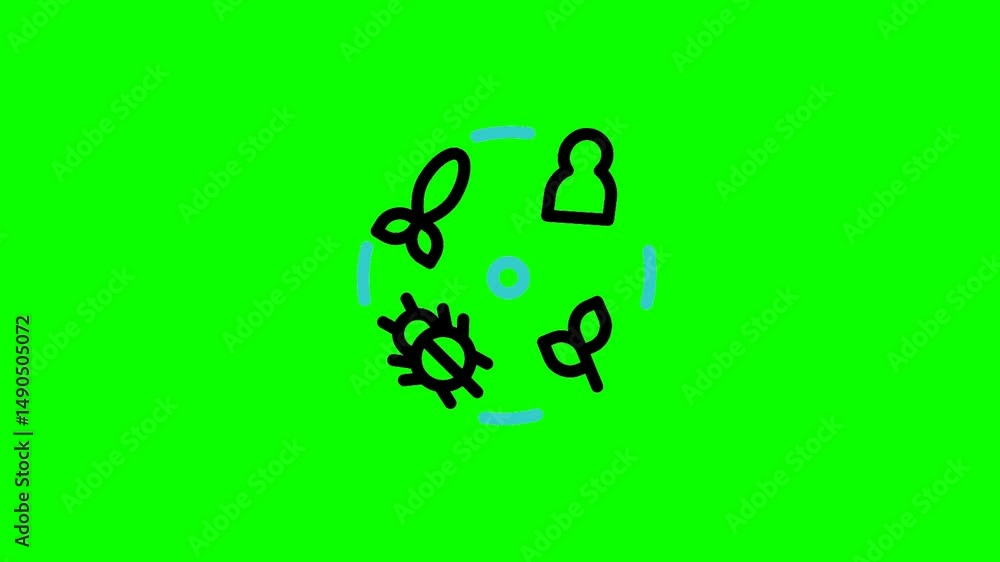 ecology icon animation on green screen background, ecology icon animation on green screen background,