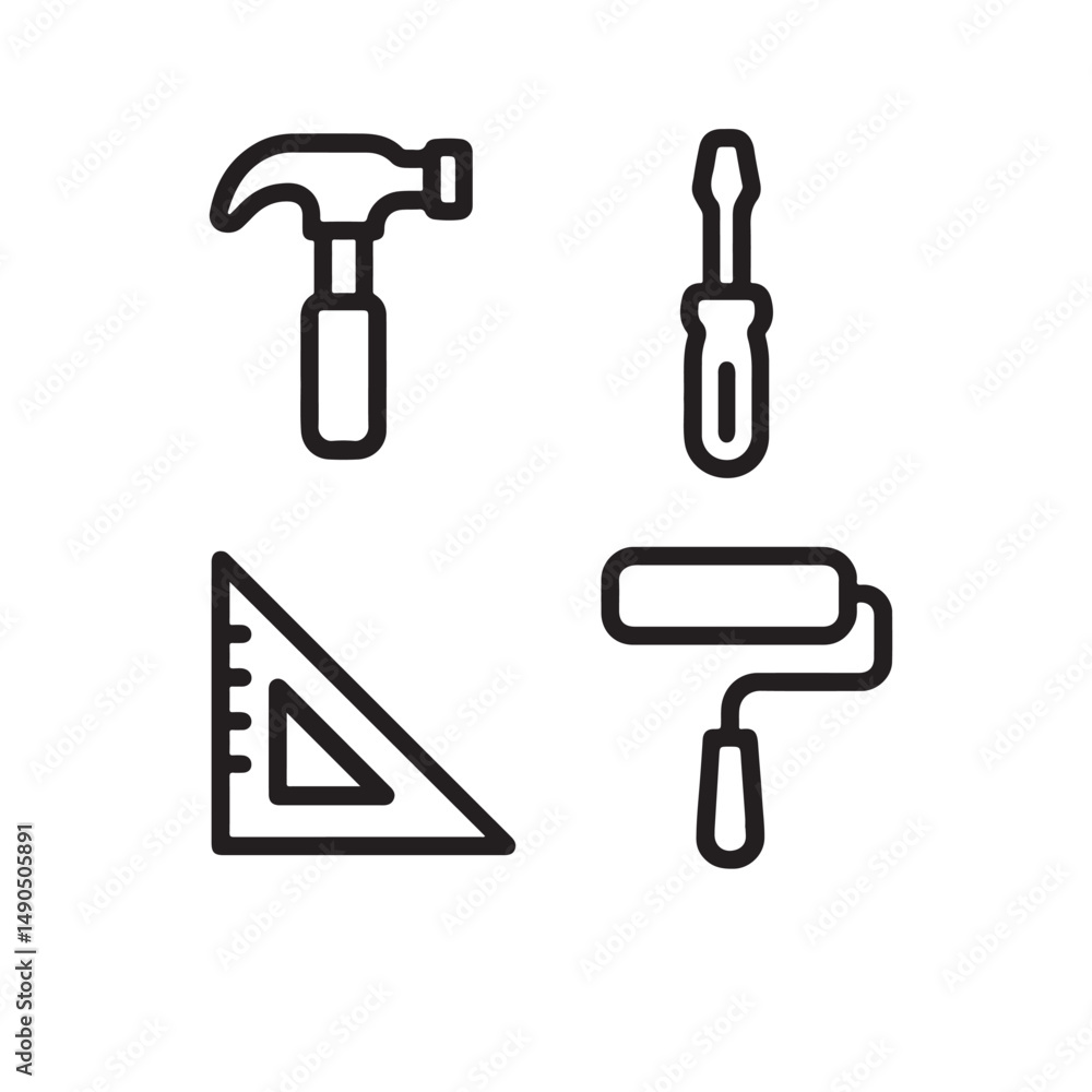 Construction Tools Line Icons Construction Tools Line Icons
