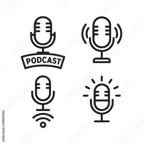 Podcast Line Icons