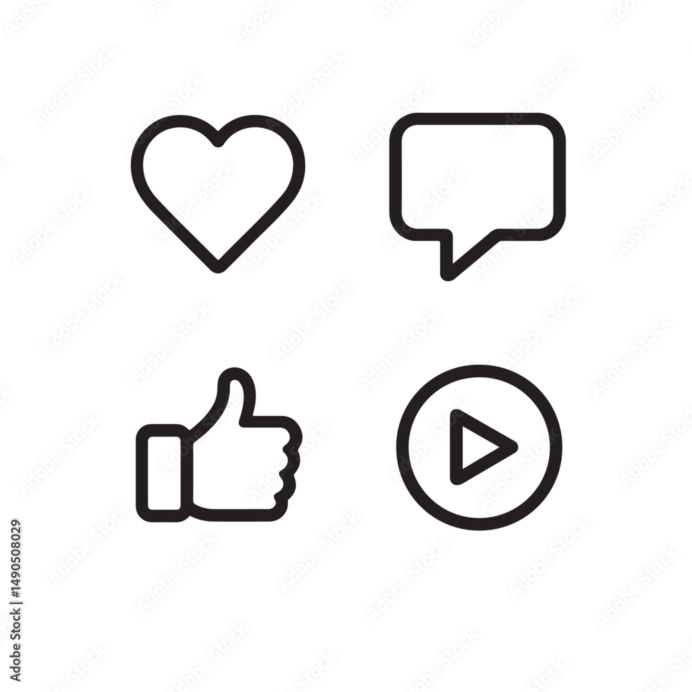 Social Media Line Icon Set Social Media Line Icon Set