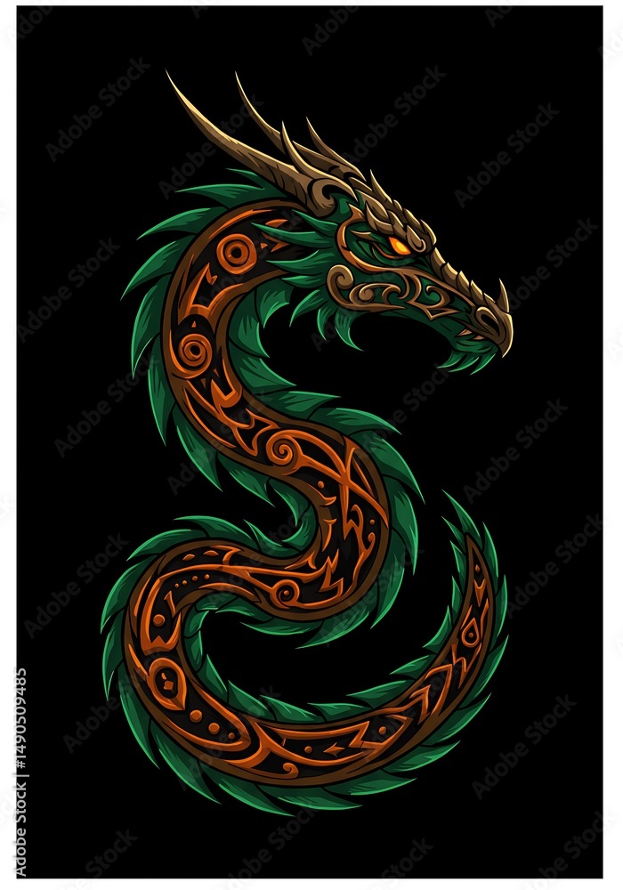 Fototapeta premium Emerald Serpent's Vigil