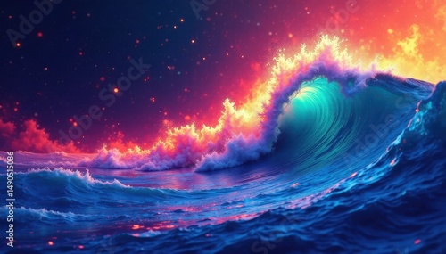 Abstract colorful wave chaos, vibrant energy surge , background, abstract, psychedelic