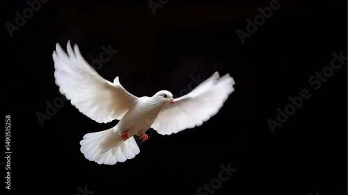 pigeon flying on black background