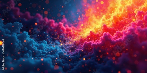 Intricate interplay of colors and geometric forms, an explosion of abstract energy , vivid, energy