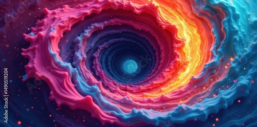 Abstract swirling vortex of vibrant hues, dynamic chaos , bold, artwork, bright