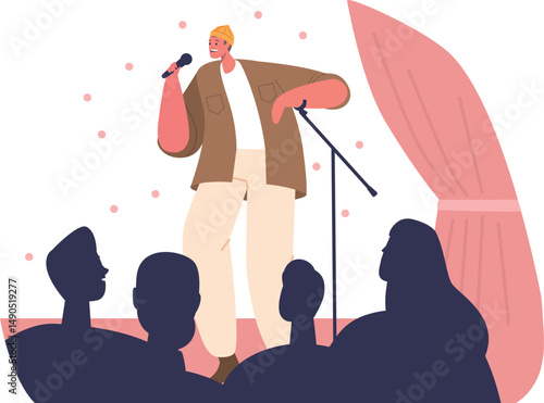 Man with microphone performing standup