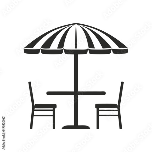 Outdoor Café Table and Chairs Vector Design.