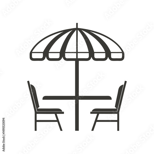 Outdoor Café Table and Chairs Vector Design.