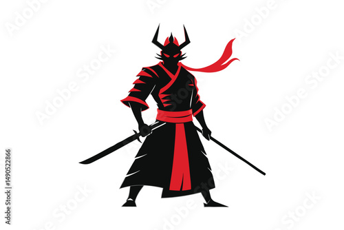 Samurai Silhouette vector isolated on white background