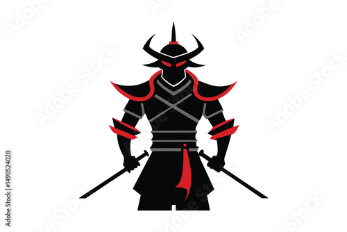 samurai warrior sward man mascot isolated on a white background