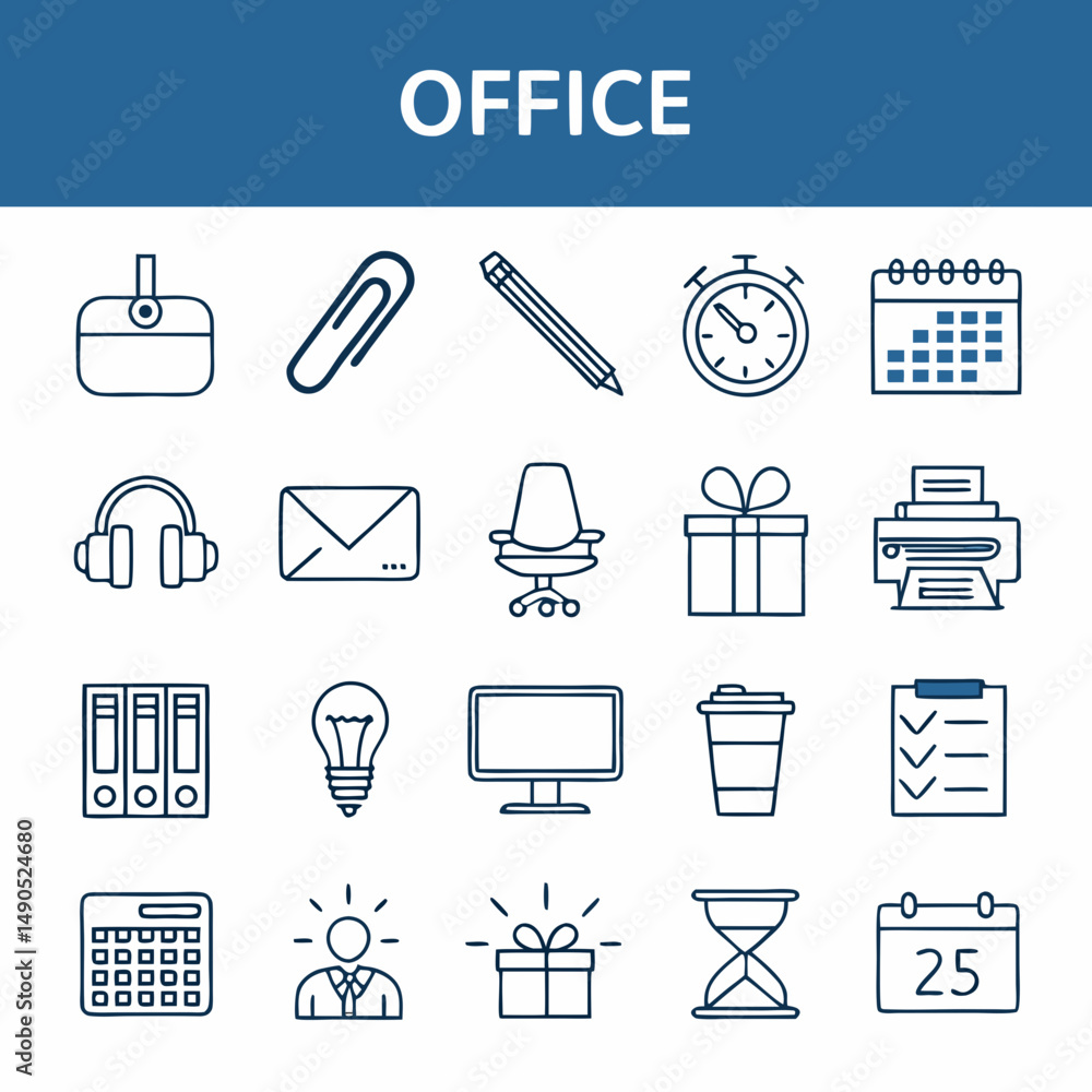 Fototapeta premium office icons set