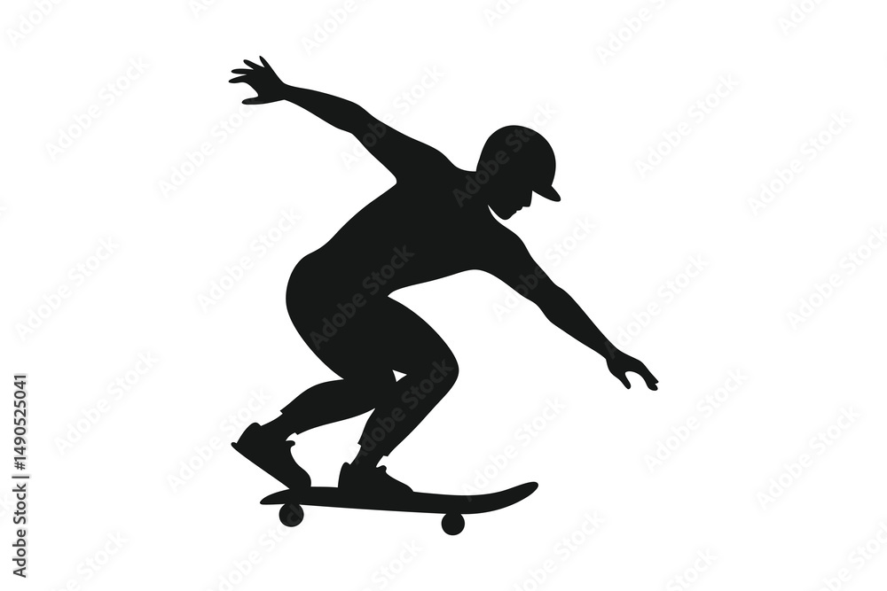 skateboarding ride isolated on a white background skateboarding ride isolated on a white background