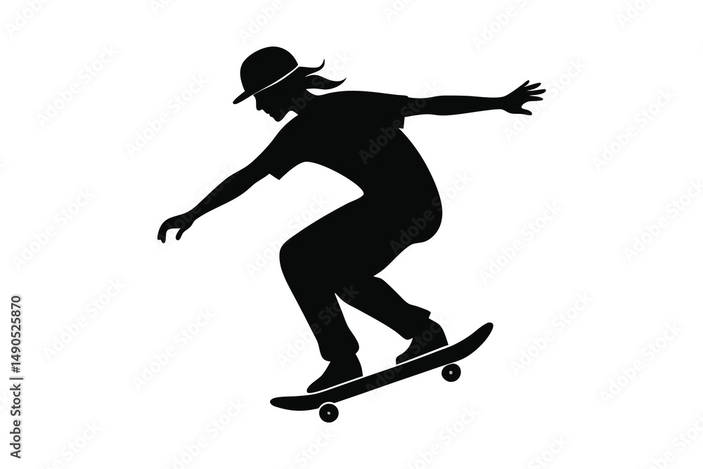 Fototapeta premium Boy on skateboard jumping vector illustration