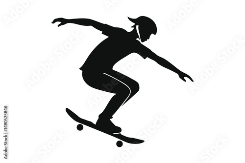 Boy on skateboard jumping vector illustration