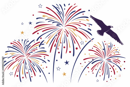 Bright Fireworks Explosion – Celebration Vector Illustration