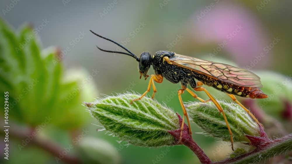 Fototapeta premium Small insect on new leaves