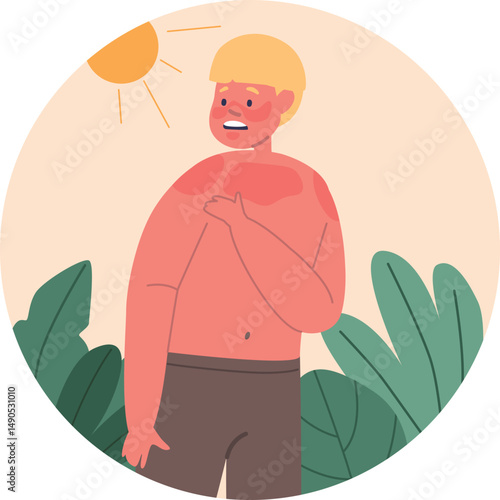 Tanned boy with damaged skin