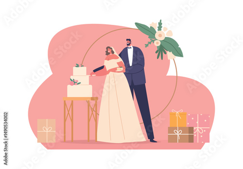 Wedding cake for newlyweds couple