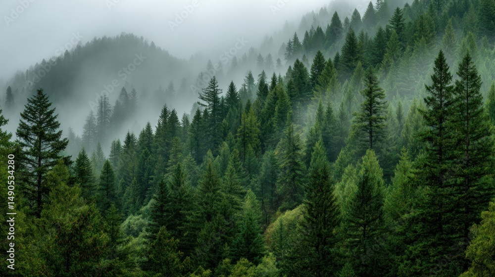 Misty forest landscape Misty forest landscape
