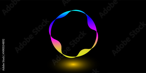 Beautifully shining colour wheel on black background.
