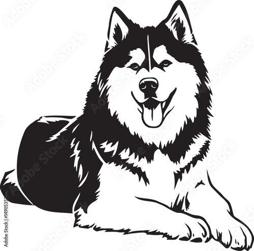 laying Alaskan Malamute dog