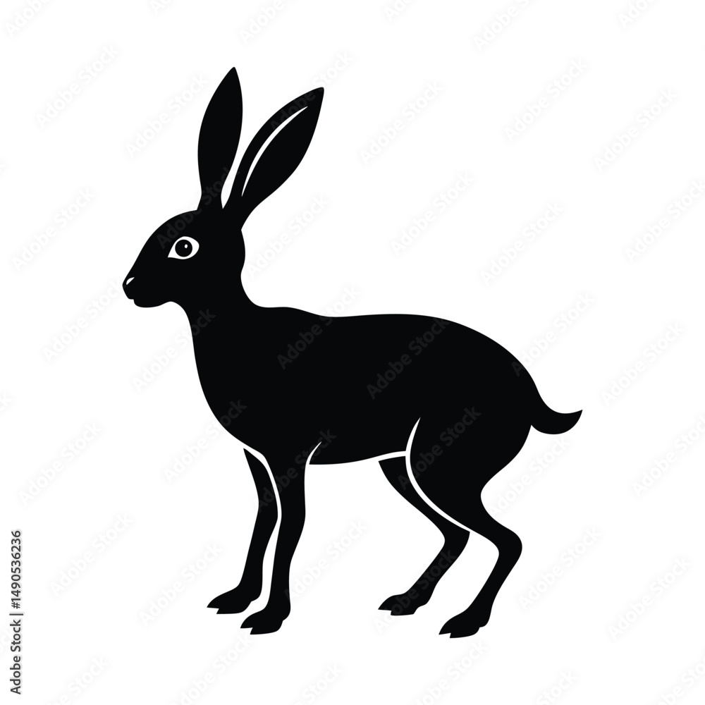 Naklejka premium Springhare Upright Vector Silhouette