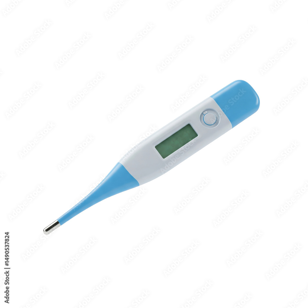 A blue digital thermometer A blue digital thermometer