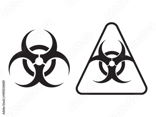 Biological hazard symbol. Icon for design. Blank, white and black backgrounds 