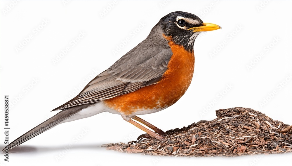 Obraz premium american robin isolated on transparent background cutout 