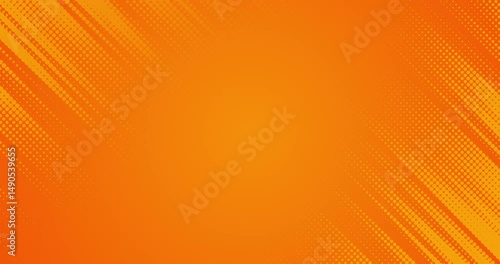 Orange light yellow animated pop art halftone pattern. Half tone pop art comic background. Dynamic animation diagonal speed lines. Hot summer sale backdrop Modern creative sport abstract Loop 4k Video