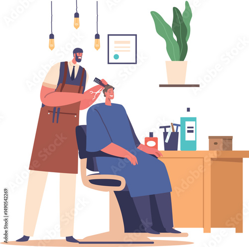 Groom hairdressing for wedding vector illustration