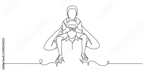 Wallpaper Mural Fathers day line art style vector illustration, father and son line art illustration Torontodigital.ca