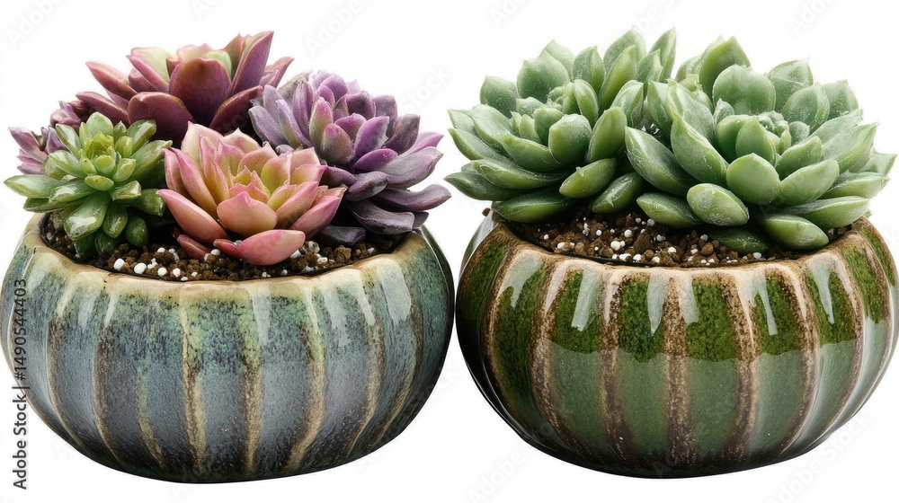 Fototapeta premium Succulent Pair in Decorative Pots