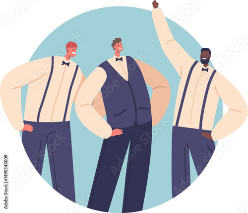 Stag-party celebration of friends vector illustration