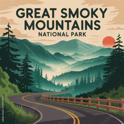Great Smoky Mountains Scenic Road – National Park Poster