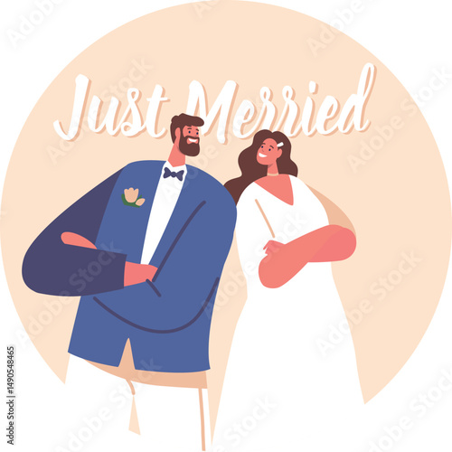 Just married bride groom newlyweds