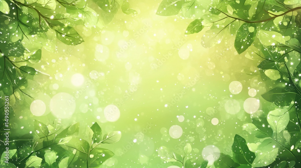 Obraz premium Vibrant Green Leaves Sunlight Nature Background