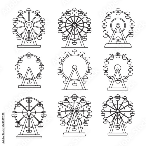 Clean Ferris wheel illustration showcasing polished fairground attraction details