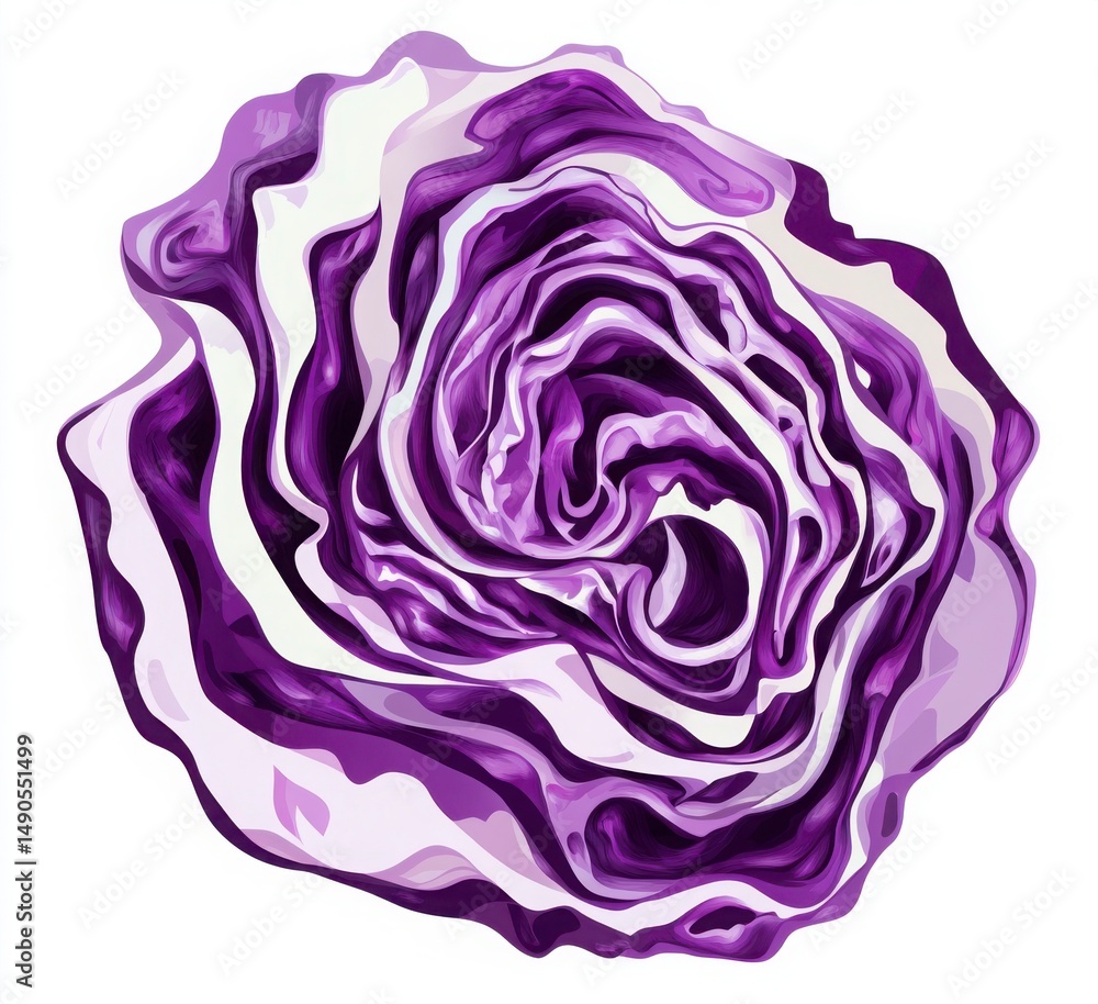 Fototapeta premium Vibrant Purple And White Cabbage Closeup Studio Shot