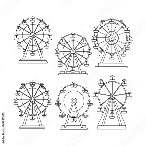 Nostalgic amusement park artwork portraying elegant Ferris wheel enjoyment