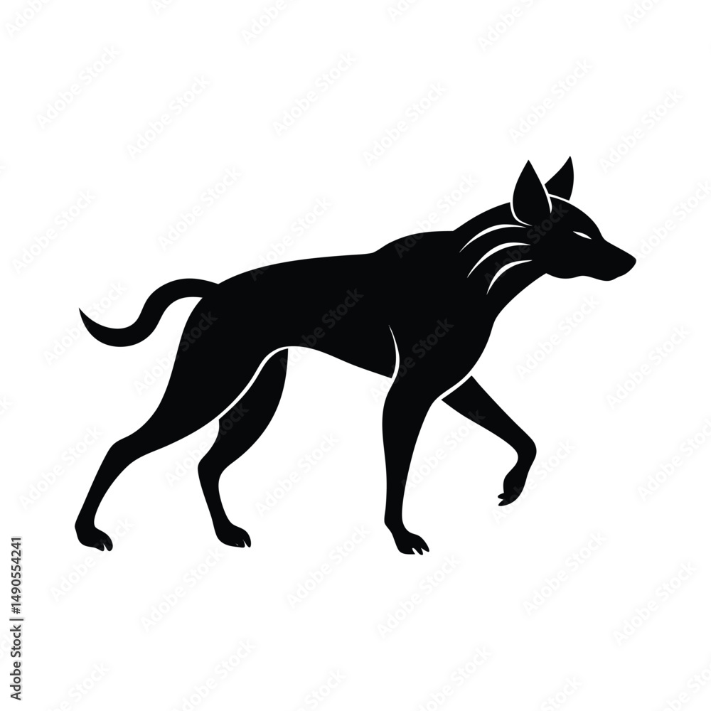Fototapeta premium Hyena Leaping Ears Pointed Vector Silhouette