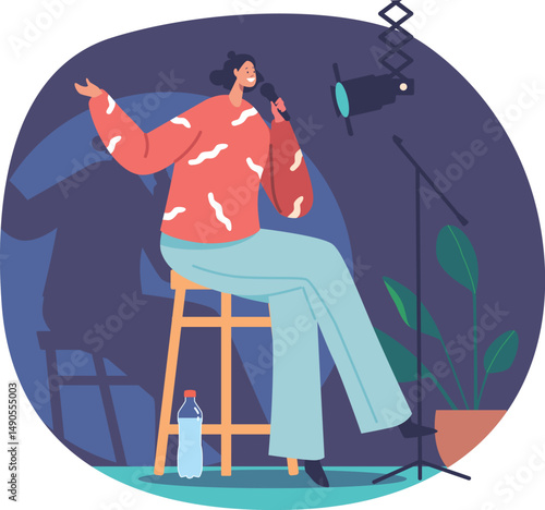 Comedian performing with funny jokes