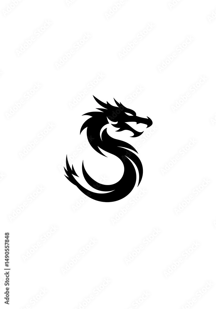 Coiled Might: Dragon Silhouette Coiled Might: Dragon Silhouette