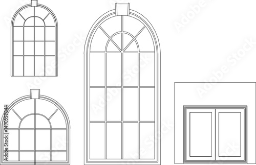 vector sketch illustration silhouette design of classic european vintage balcony window with pergola for classical elements