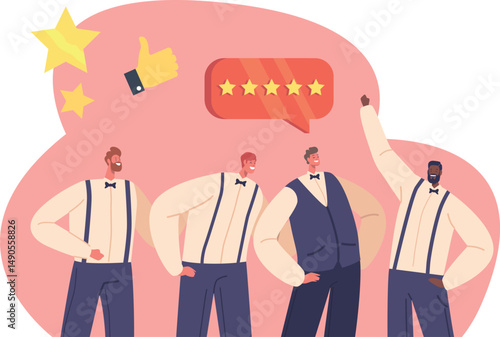 Happy friends celebrating stag-party vector illustration