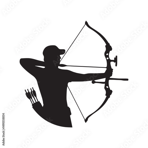 silhouette of a person shooting archery, customizable vector image